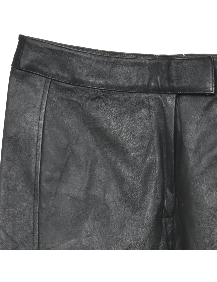 100% Leather Black Classic Trousers - W30 L31