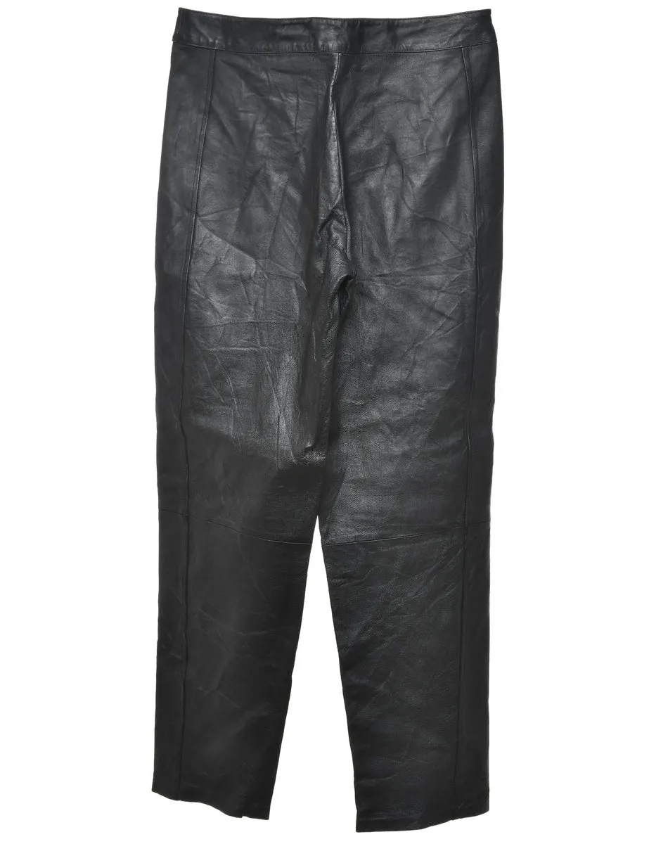 100% Leather Black Classic Trousers - W30 L31