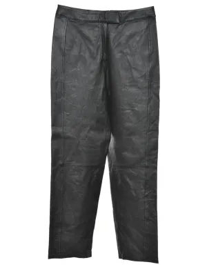 100% Leather Black Classic Trousers - W30 L31