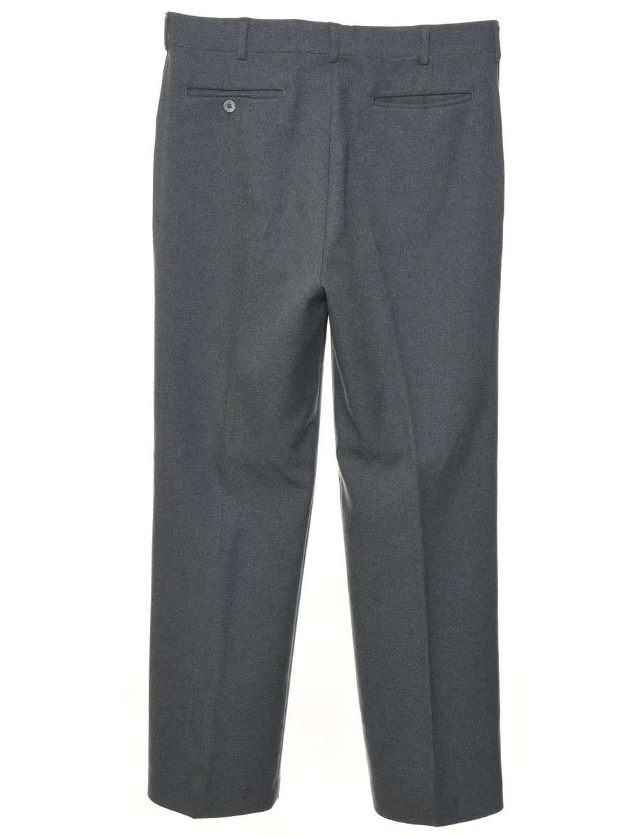 1970s Classic Grey Straight-Fit Suit Trousers - W34 L30