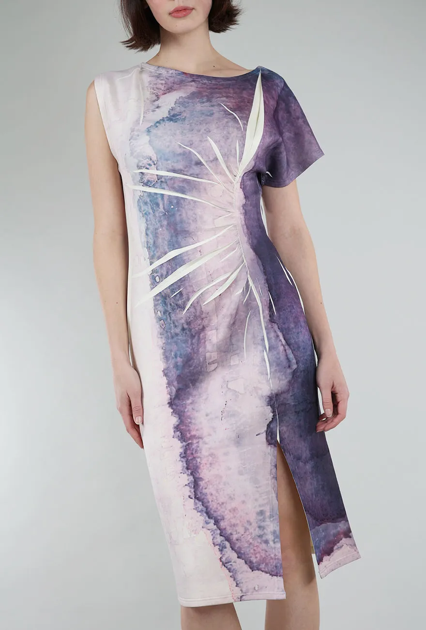 Abstract Scuba Dress, Mauve