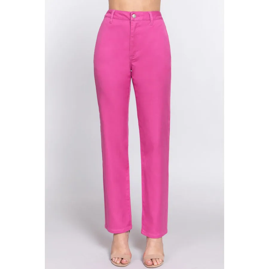 ACTIVE BASIC High Waist Straight Twill Pants