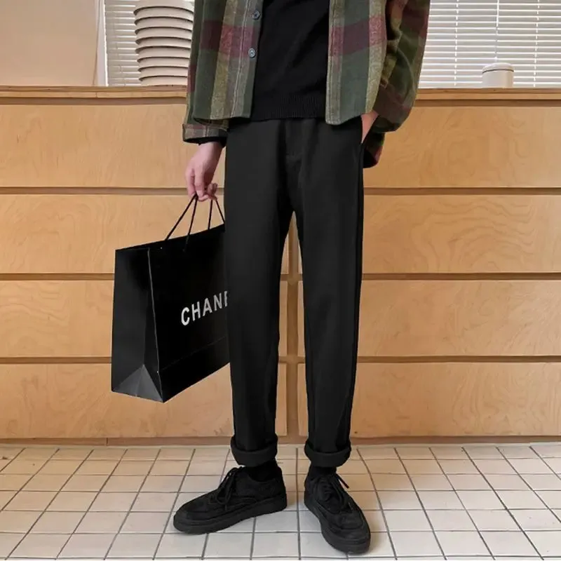 Advbridge -  Men Autumn Winter New Business Dress Pants Men High Waist Streetwear Casual Trousers Male Woolen Formal Suit Pants W181