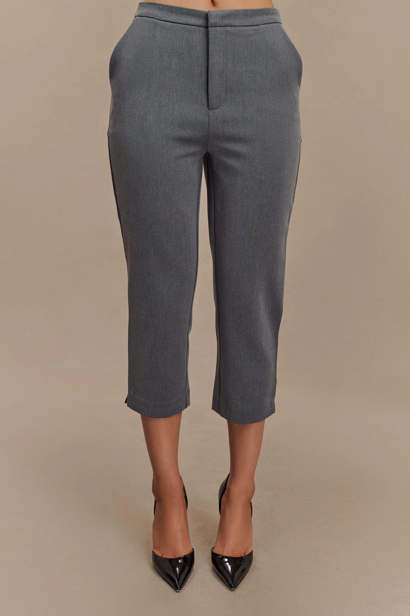 Anne Fitted Capri Pants - Charcoal Marle