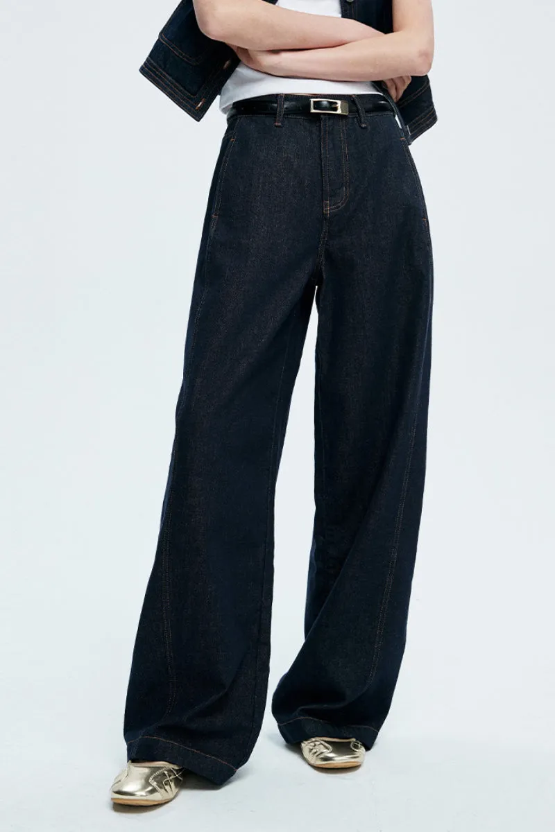 Baggy High-Waist Curved-Leg Cotton Twill Jeans