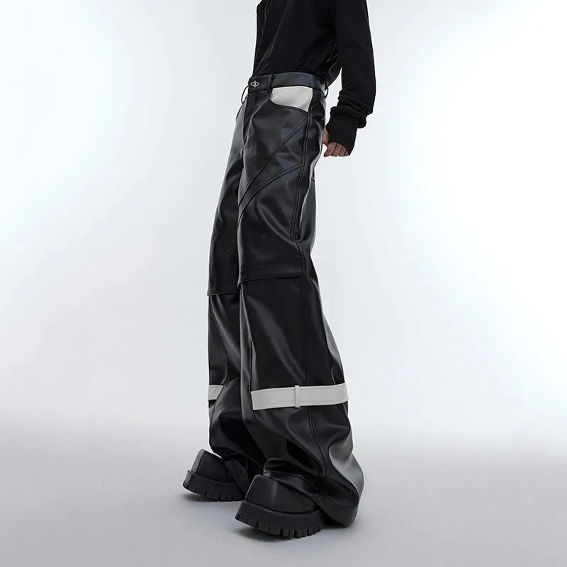 Black Lines Strap Wide Leg Pants