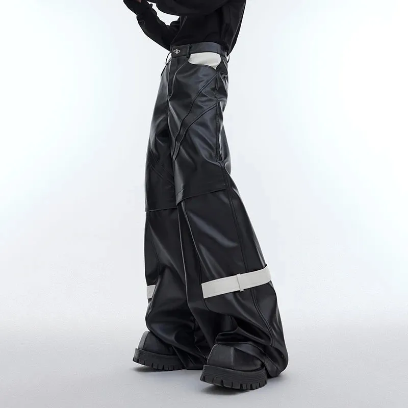 Black Lines Strap Wide Leg Pants