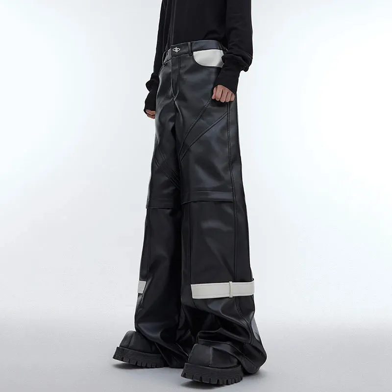 Black Lines Strap Wide Leg Pants