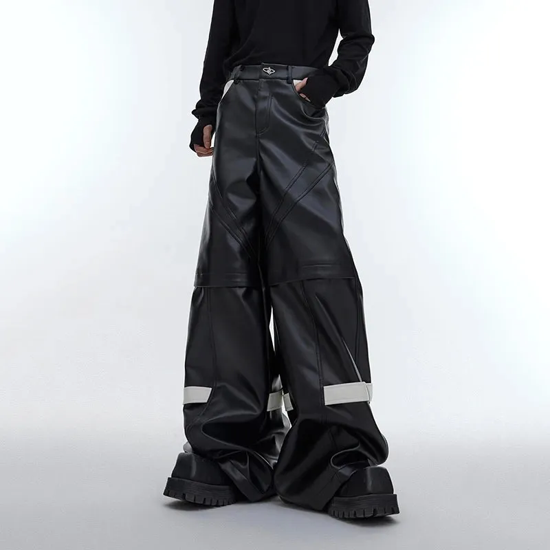 Black Lines Strap Wide Leg Pants