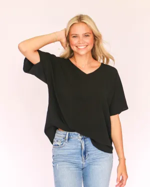 Black V-Neck Air Flow Top