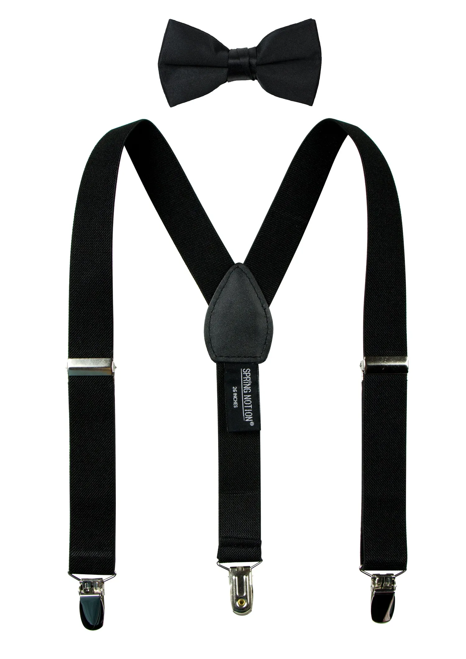 Boys' 4 Piece Suspenders Outfit, Black/White/Black