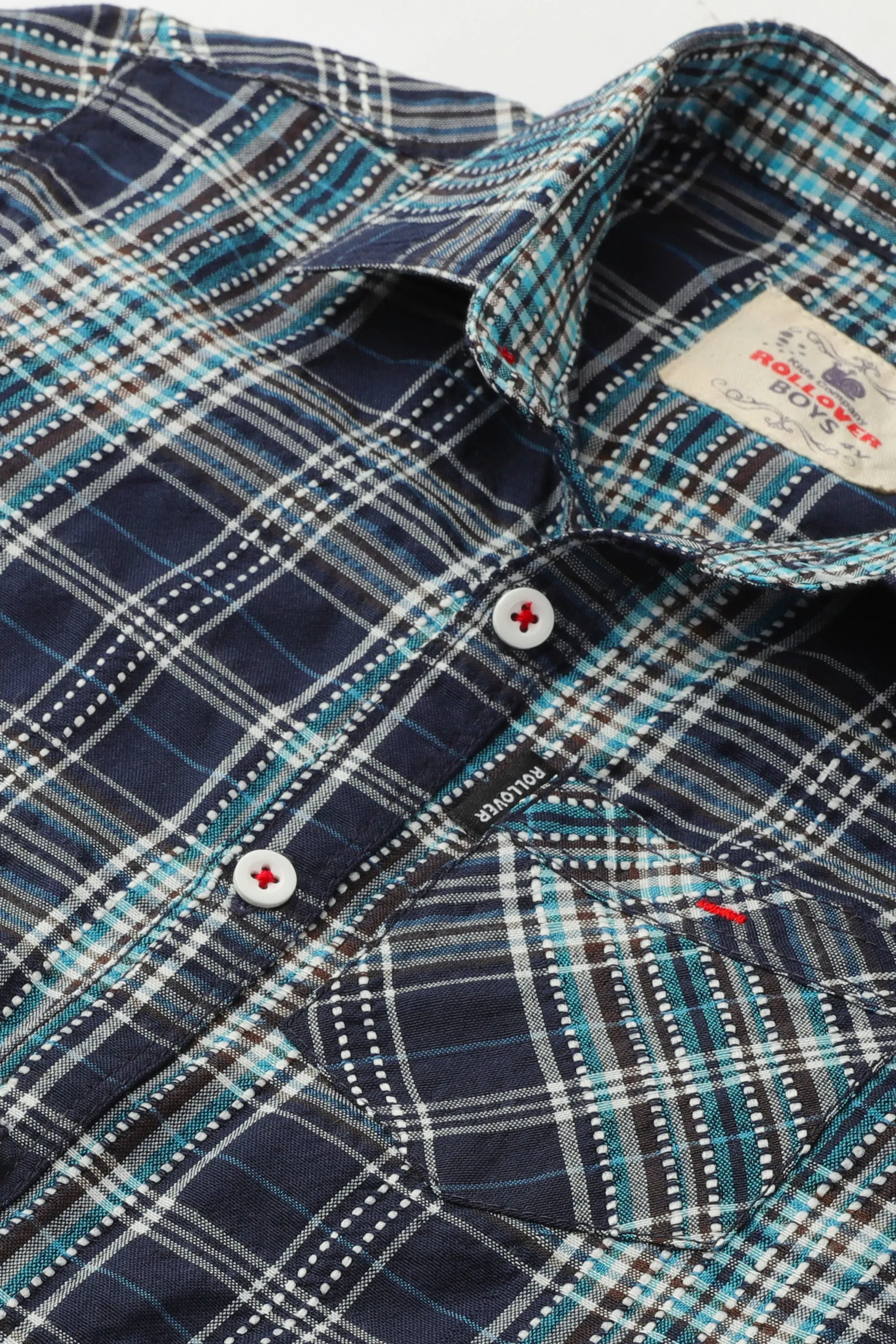 Boys Navy Classic Plaid Shirt