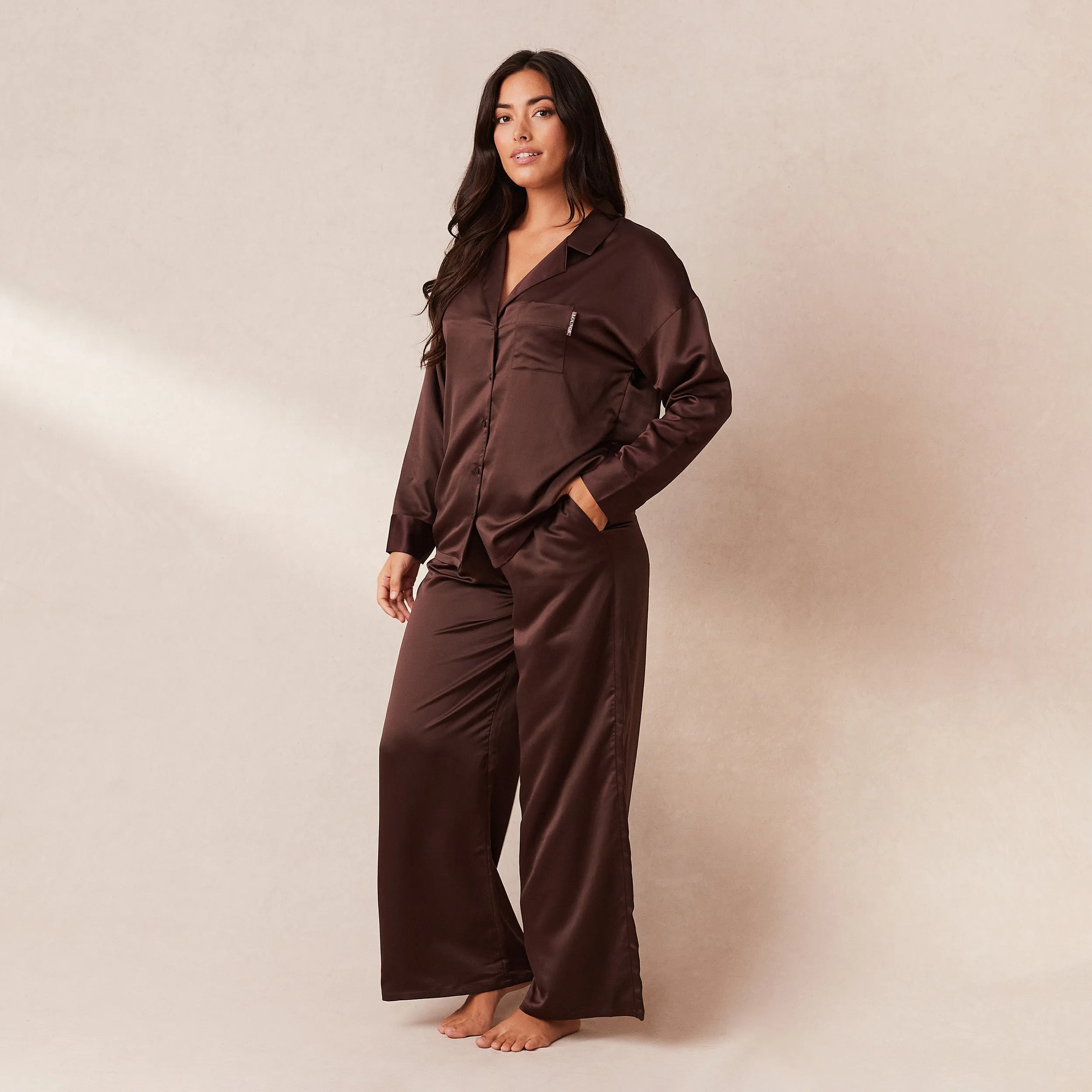 Classic Satin Pyjama Trousers - Chocolate