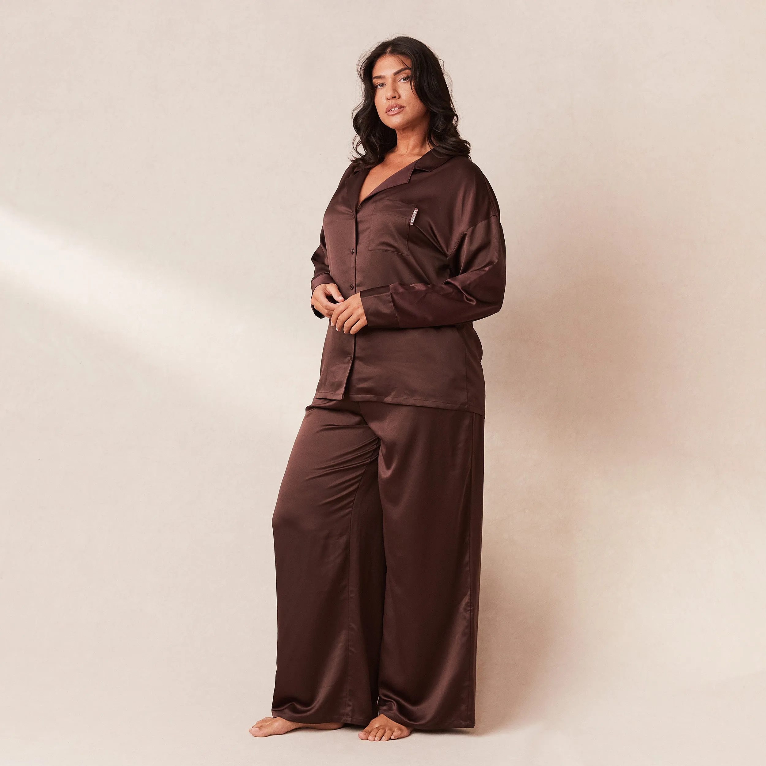 Classic Satin Pyjama Trousers - Chocolate