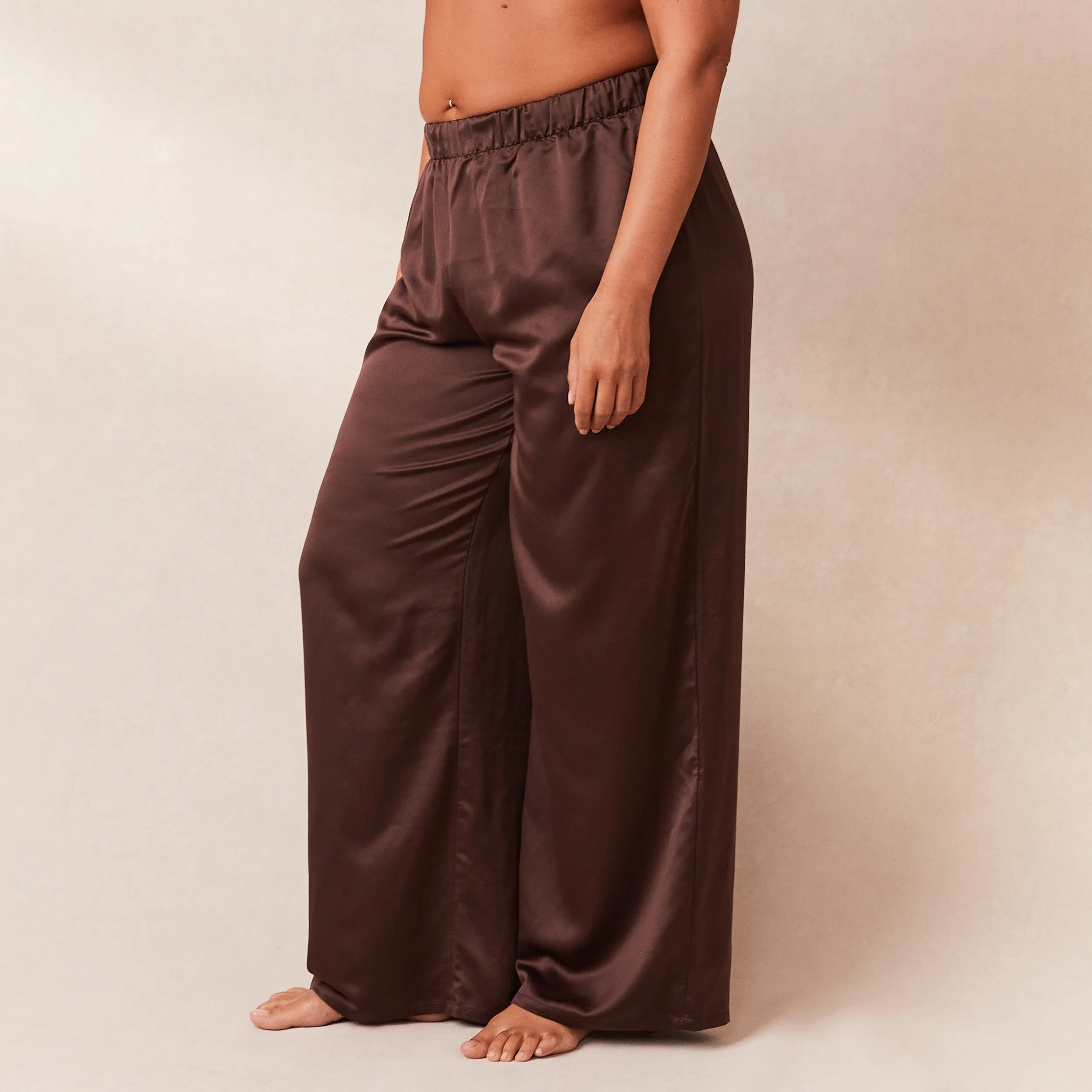 Classic Satin Pyjama Trousers - Chocolate