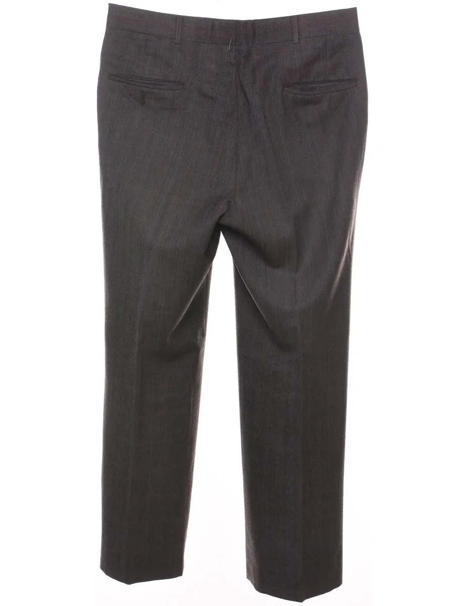 Dark Grey & Blue Striped Trousers - W34 L29