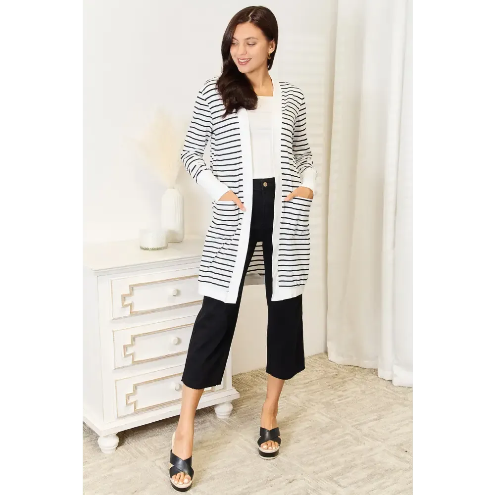 Elevate Your Wardrobe with Timeless Striped Longline Cardigan