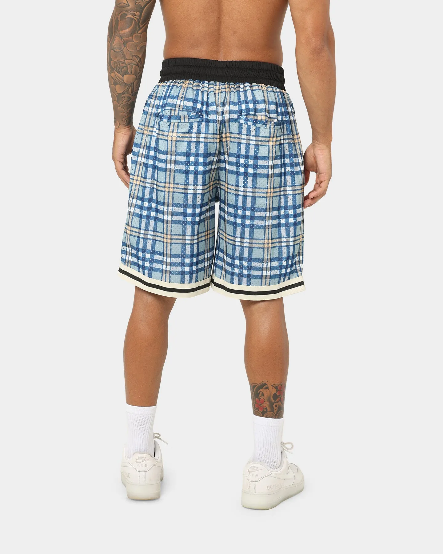 EN ES Team Basketball Shorts Blue Plaid