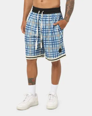 EN ES Team Basketball Shorts Blue Plaid