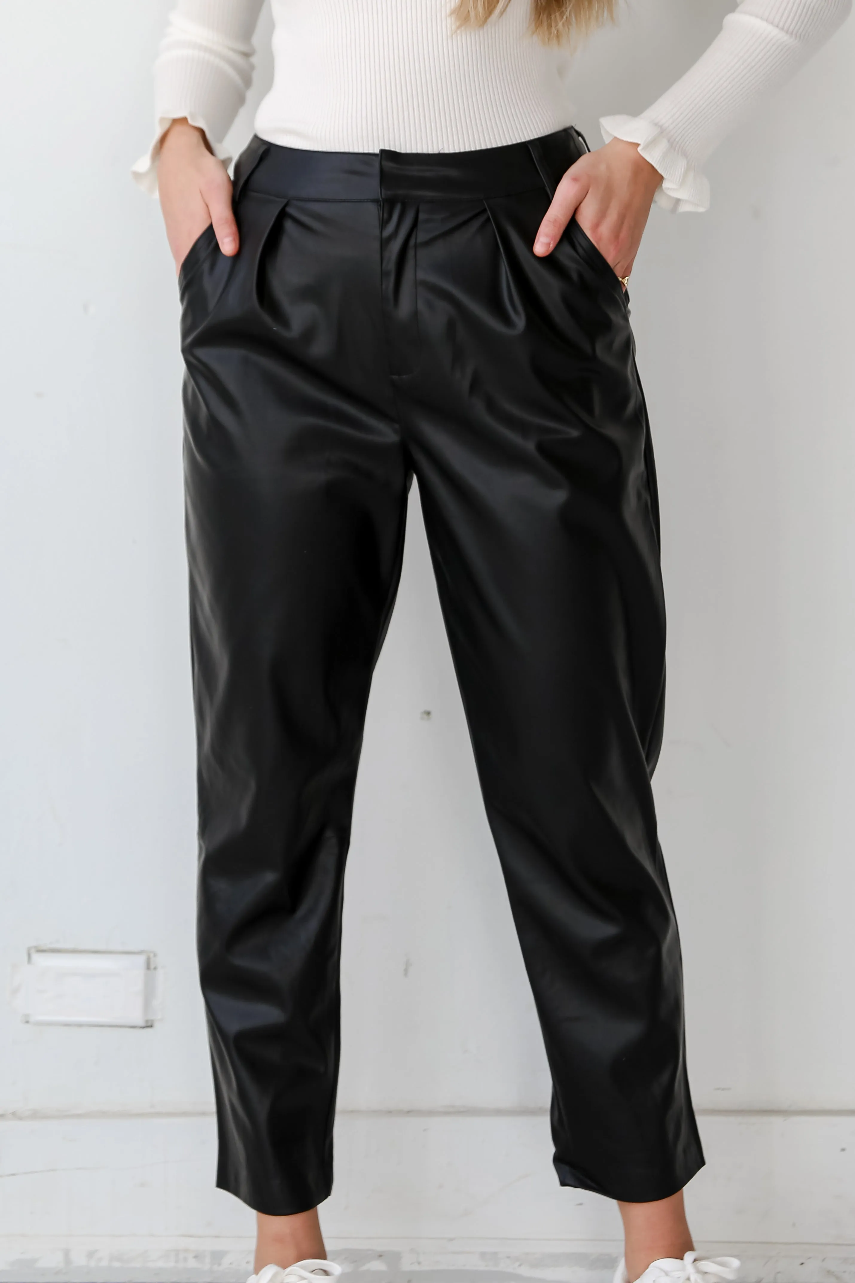 FINAL SALE - Totally Polished Black Leather Pants