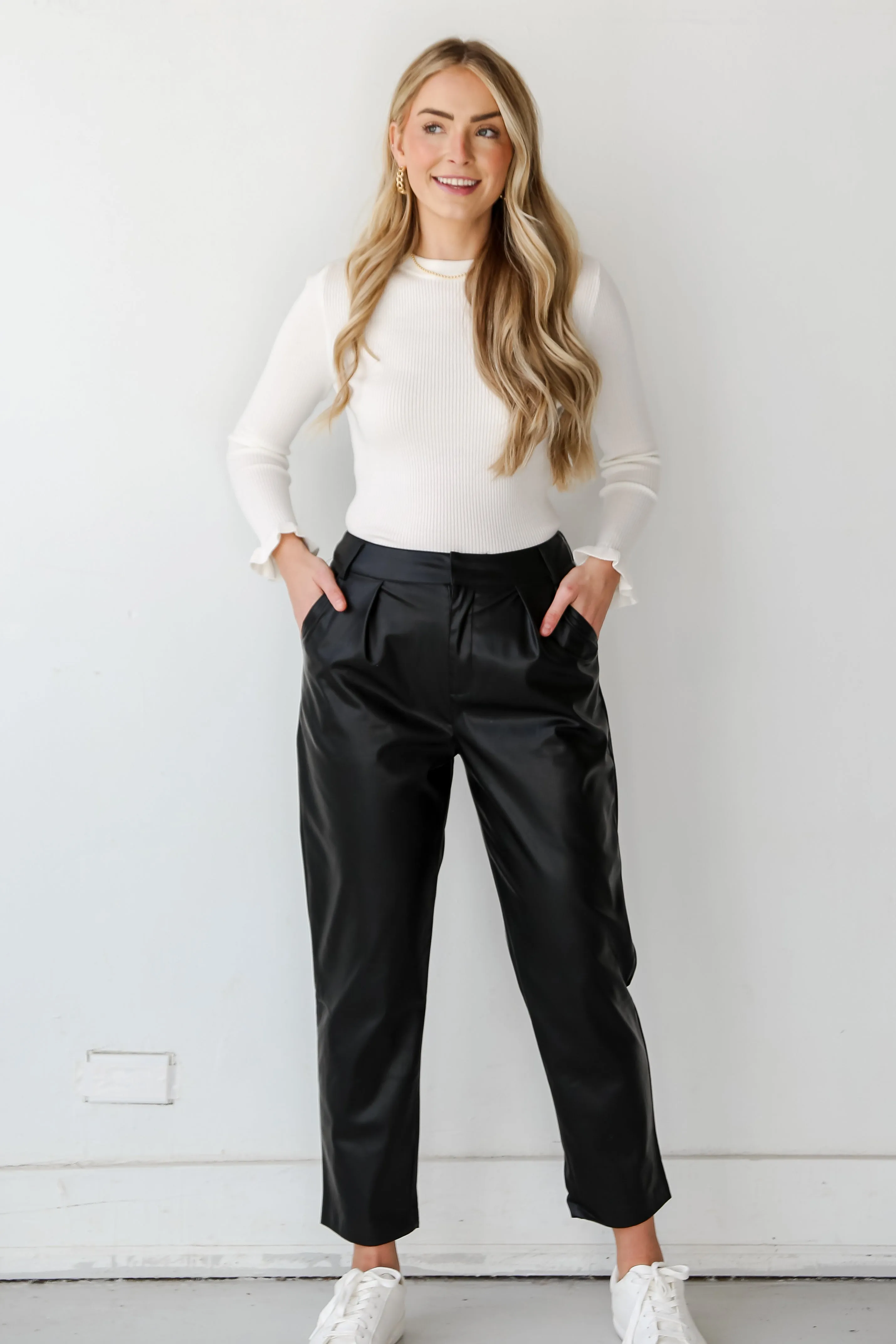 FINAL SALE - Totally Polished Black Leather Pants