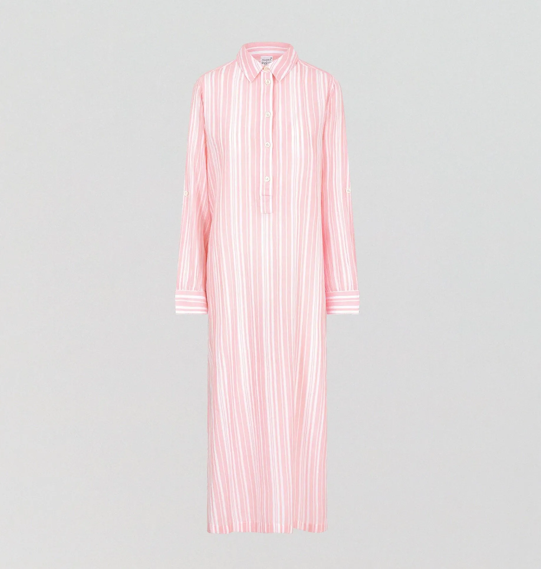 Floor length relaxed fit nightshirt [Fondant Stripe]