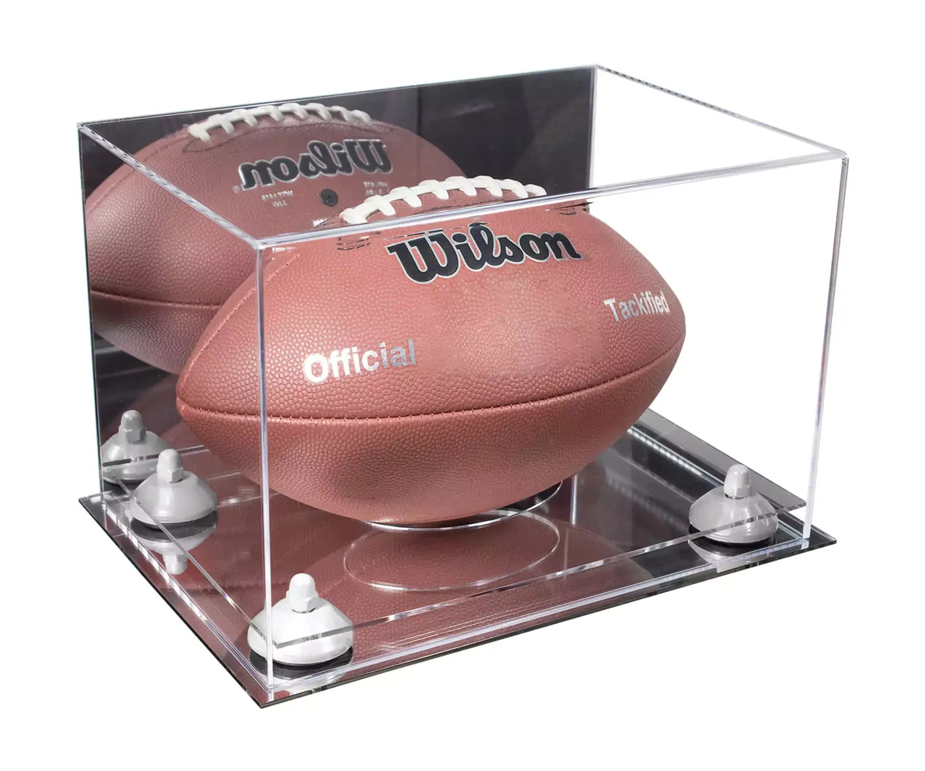 Full-Size Football Display Case Horizontal - Mirror No Wall Mounts (B41/A004)