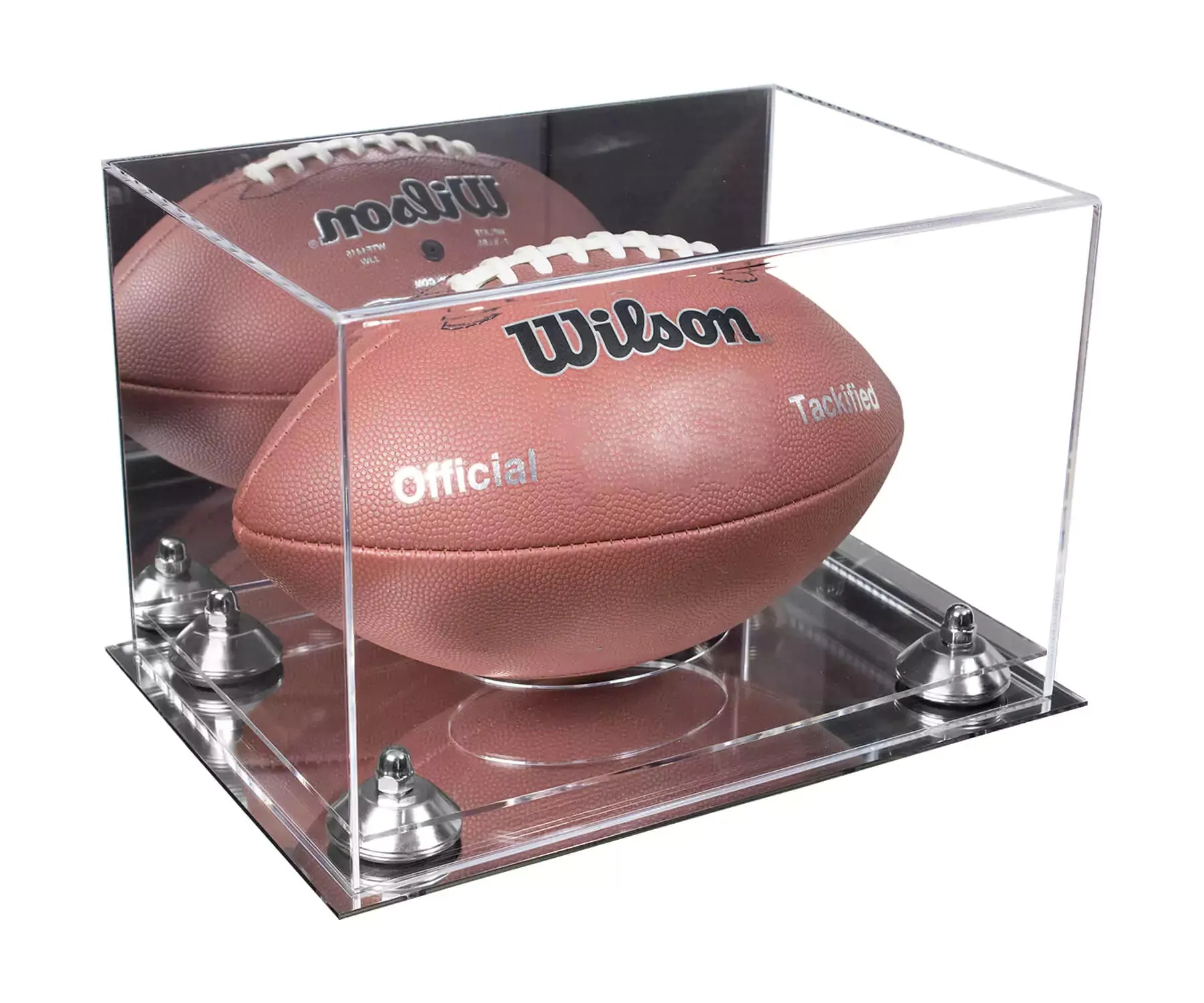 Full-Size Football Display Case Horizontal - Mirror No Wall Mounts (B41/A004)