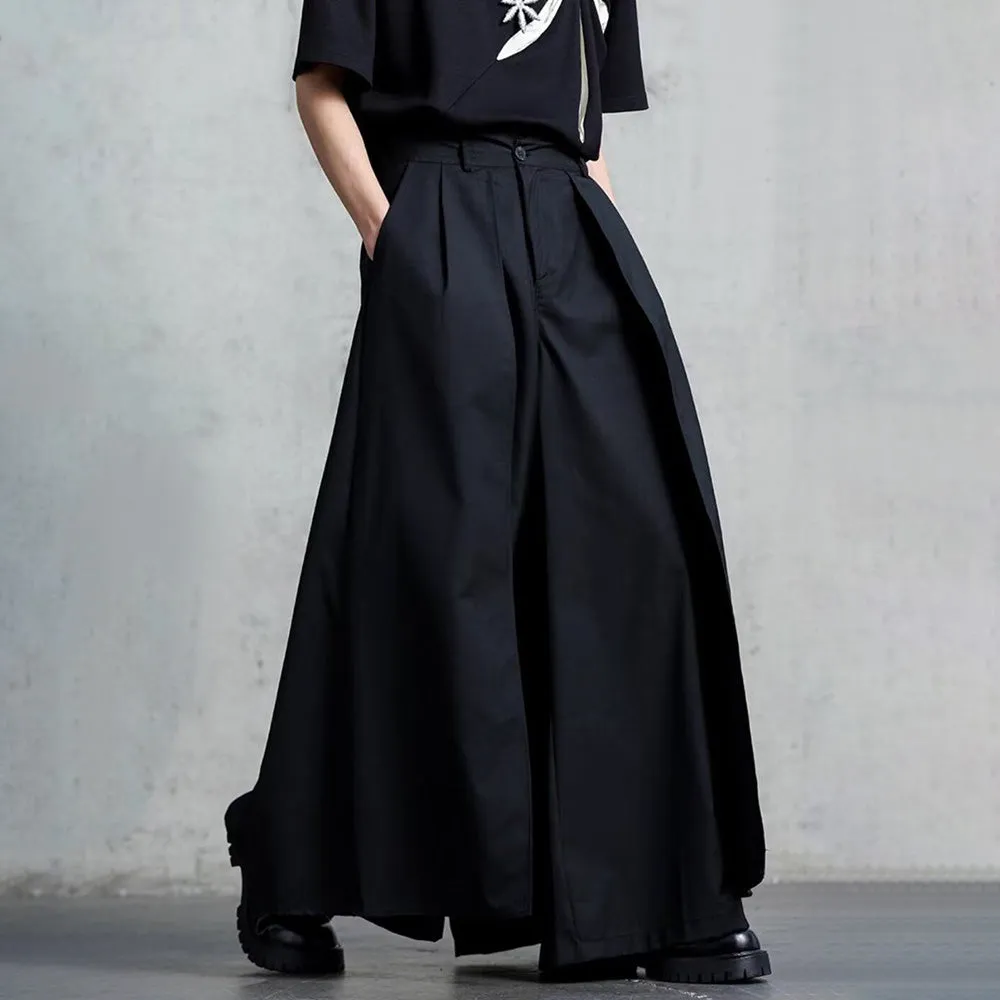 Gothic Style Double-Layer Casual Skirt Pants Unisex