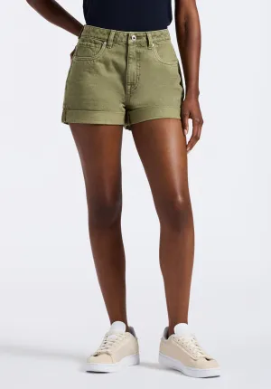 High Rise Relaxed Goldie Women's Shorts in Aloe Green - BL15963