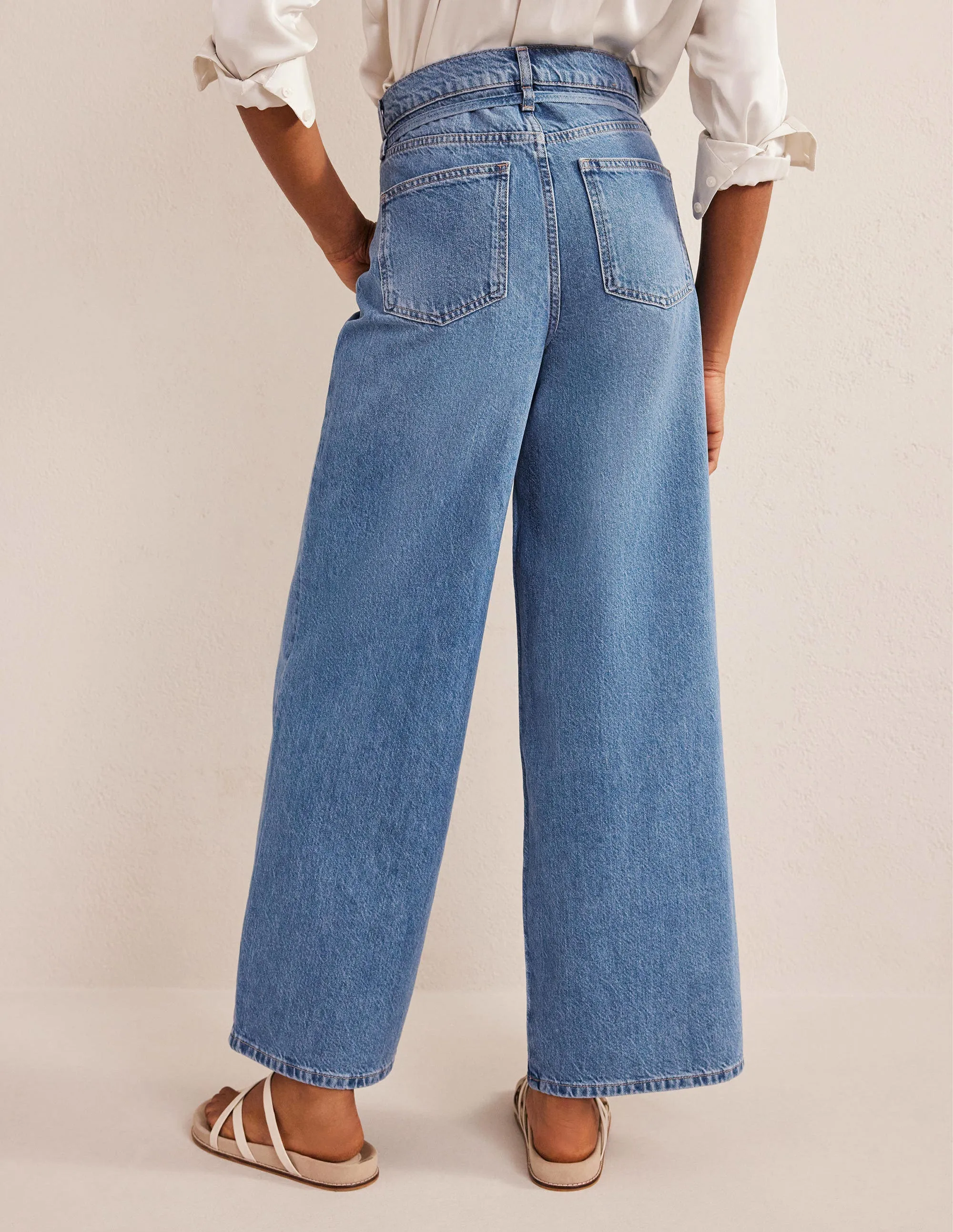 High Rise Slouch Wide Jeans-Mid Indigo