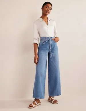 High Rise Slouch Wide Jeans-Mid Indigo