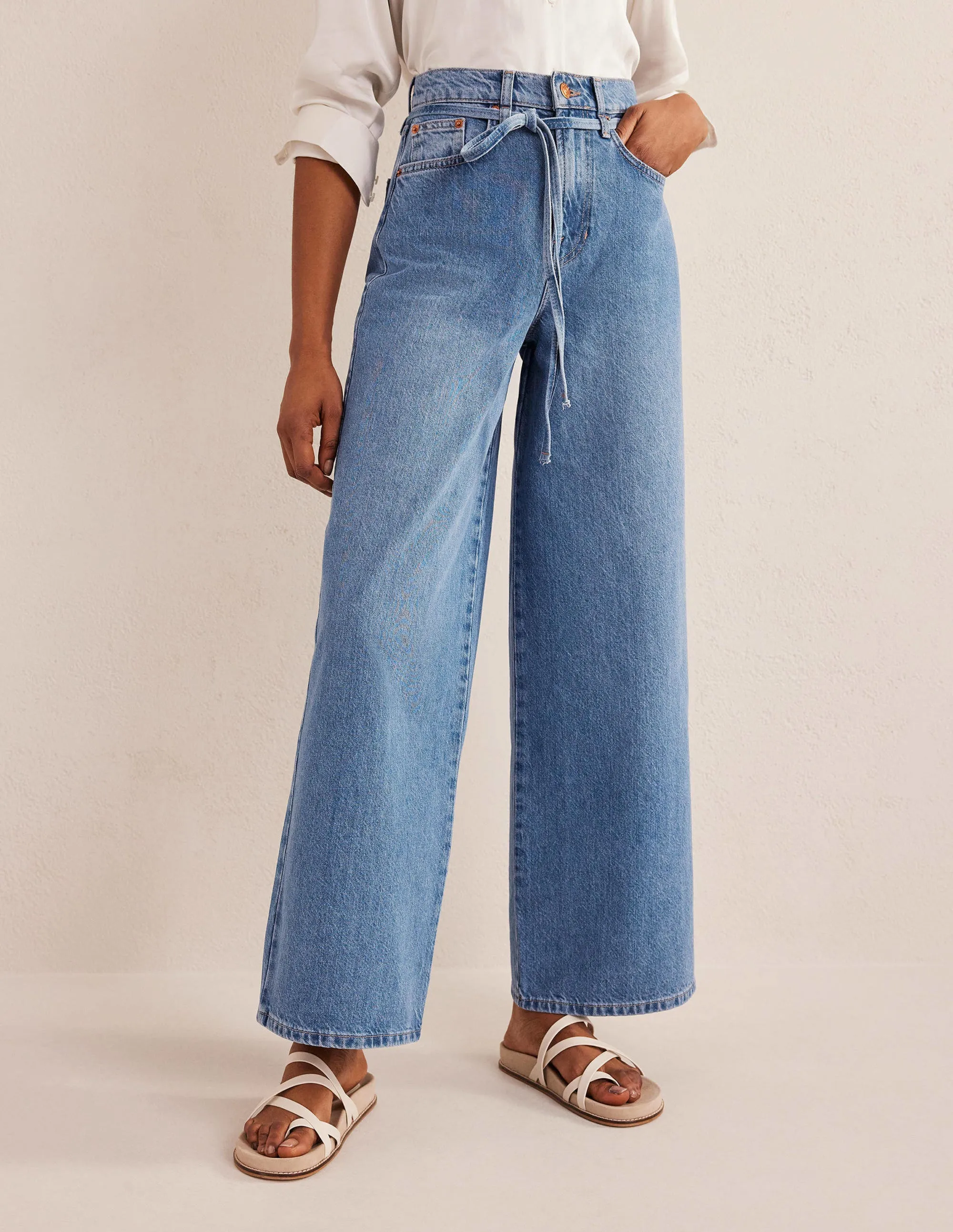 High Rise Slouch Wide Jeans-Mid Indigo