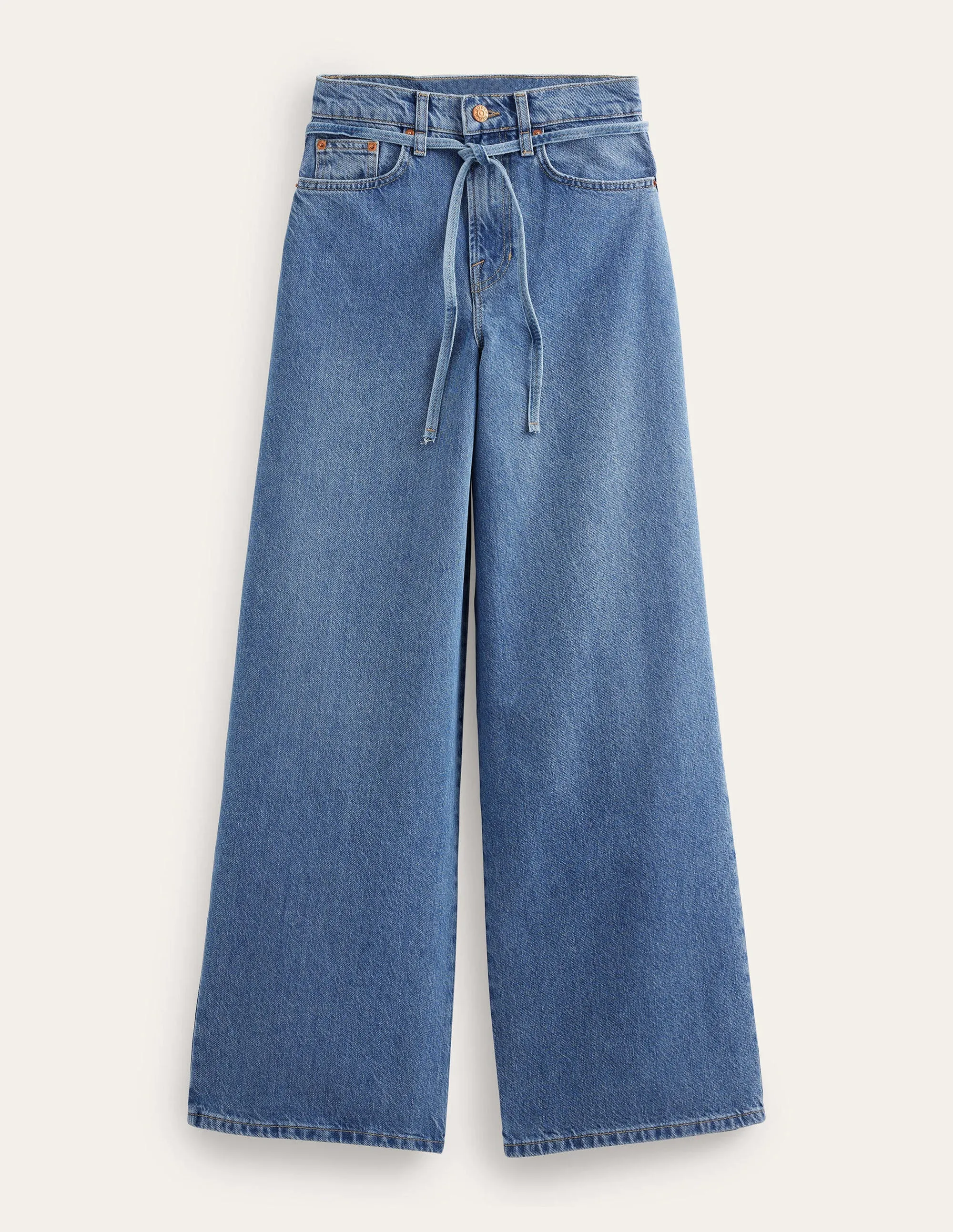 High Rise Slouch Wide Jeans-Mid Indigo