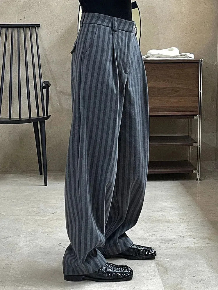 High Waist Striped Loose Pants