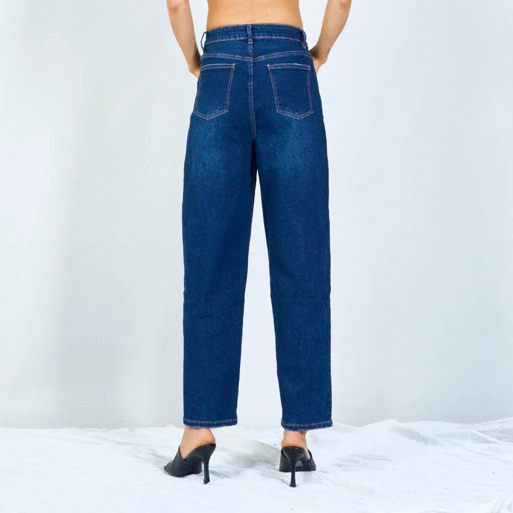 High-waisted cropped jeans with relaxed fit wholesale