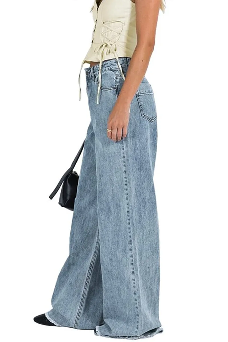 HPR1273 Vintage Flair Wide-Leg Jeans Pants