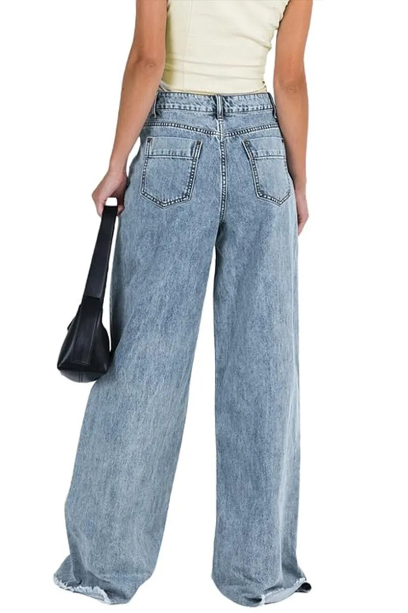 HPR1273 Vintage Flair Wide-Leg Jeans Pants