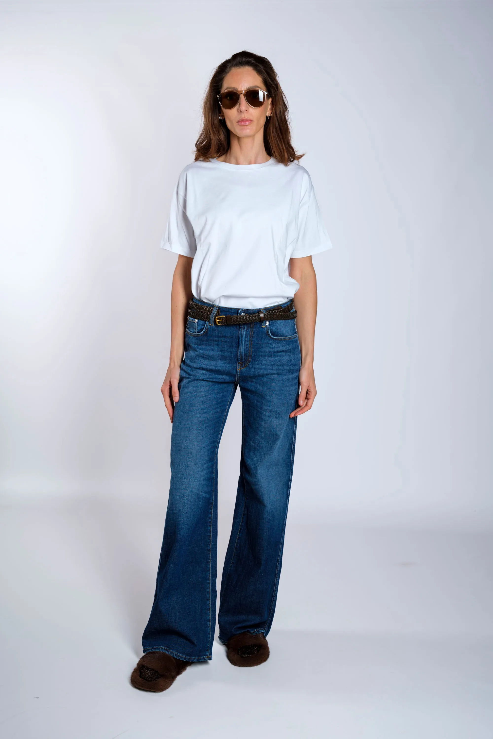 Jeans palazzo denim stretch blu scuro