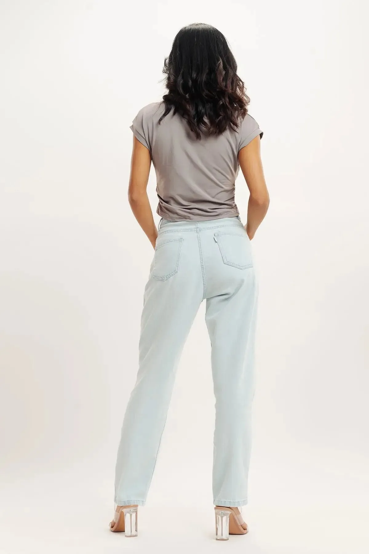 Light Blue High Waist Mom Fit Jeans