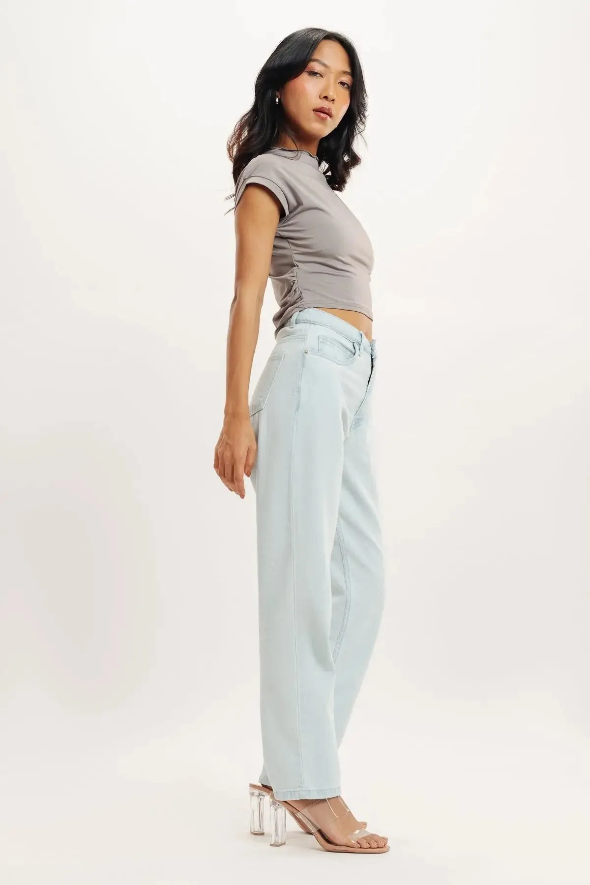 Light Blue High Waist Mom Fit Jeans