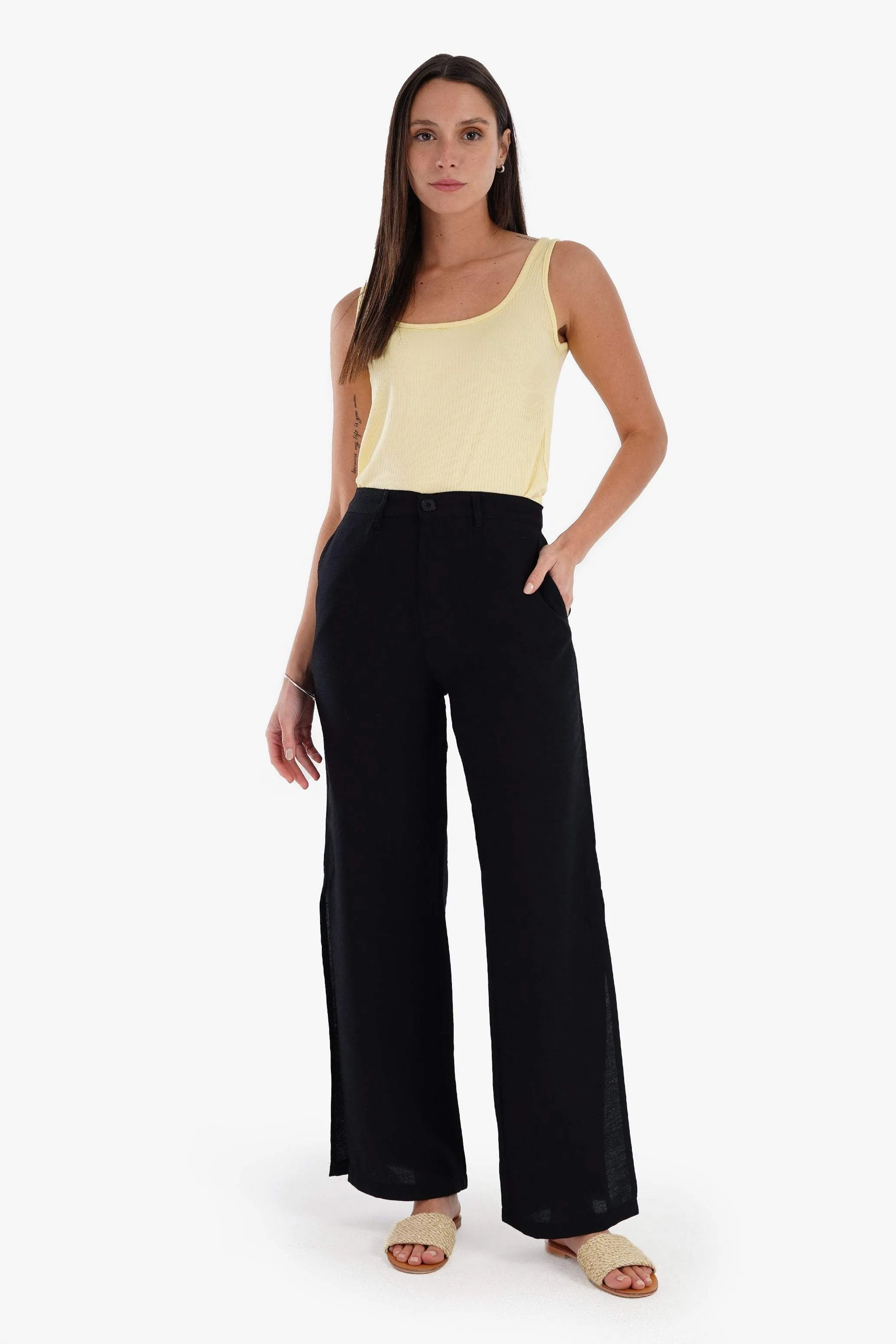 Linen Lounge Pants with Slits