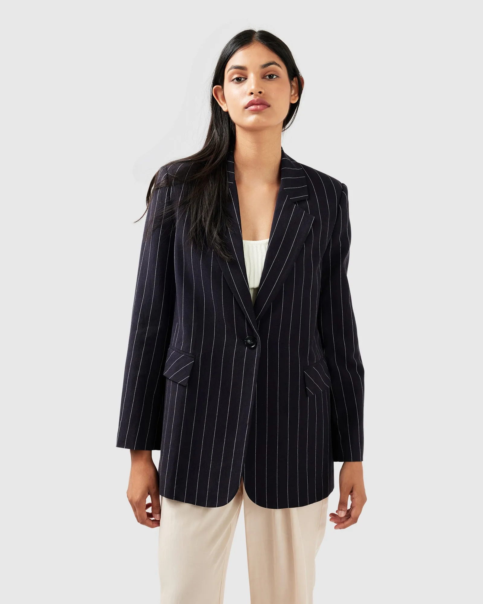 Love & Mercy Striped Blazer - Navy