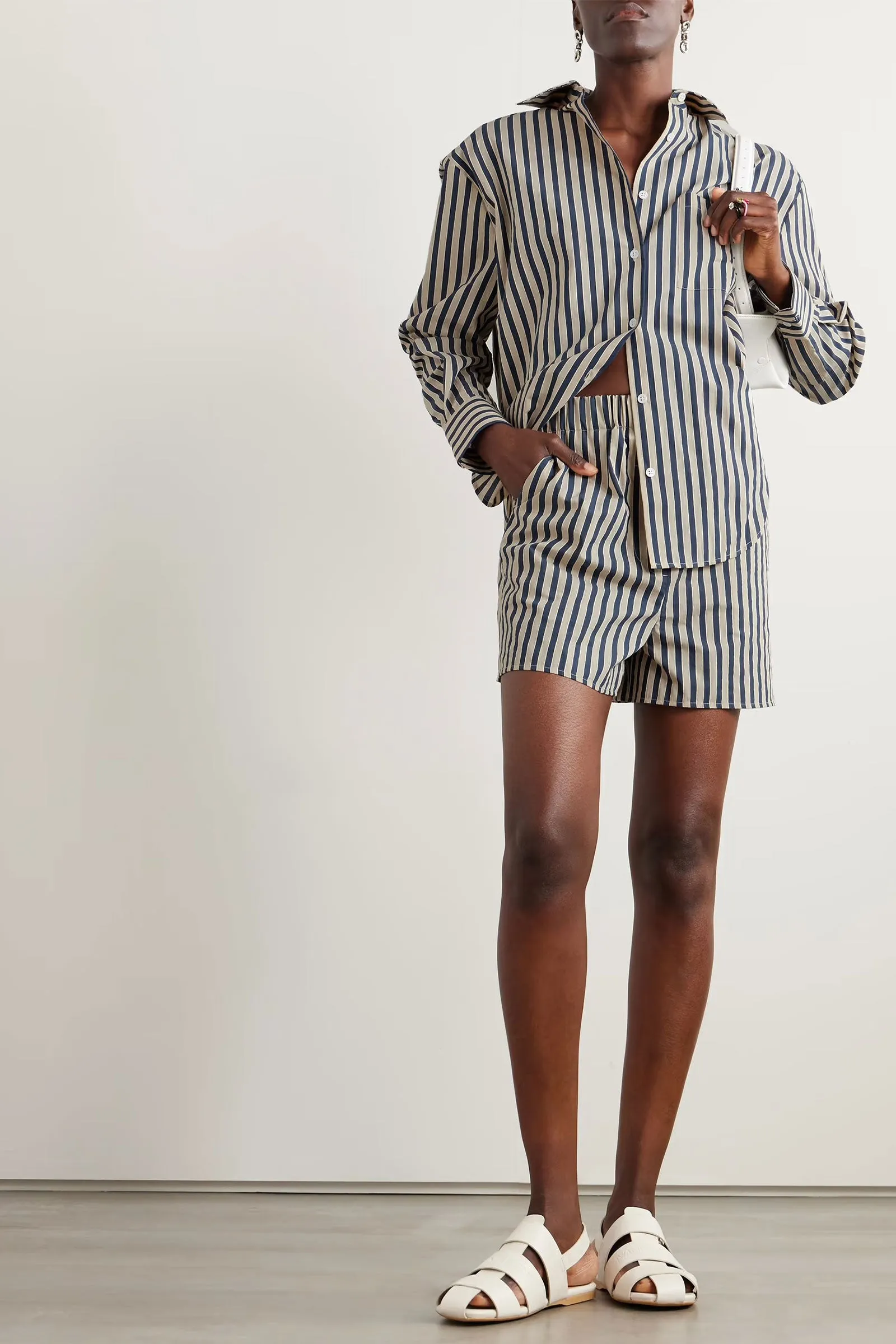 Lui Striped Cotton-blend Poplin Shorts