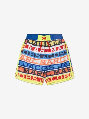 MARC JACOBS Boys Striped Logo Swim Shorts in Blue