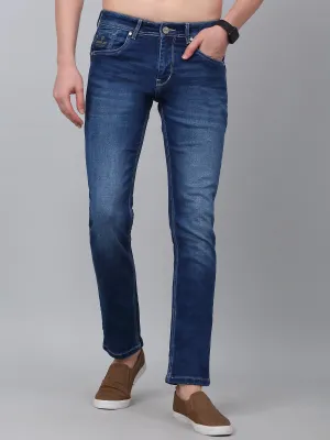 Men's Blue Solid Full Length Stretchable Jeans