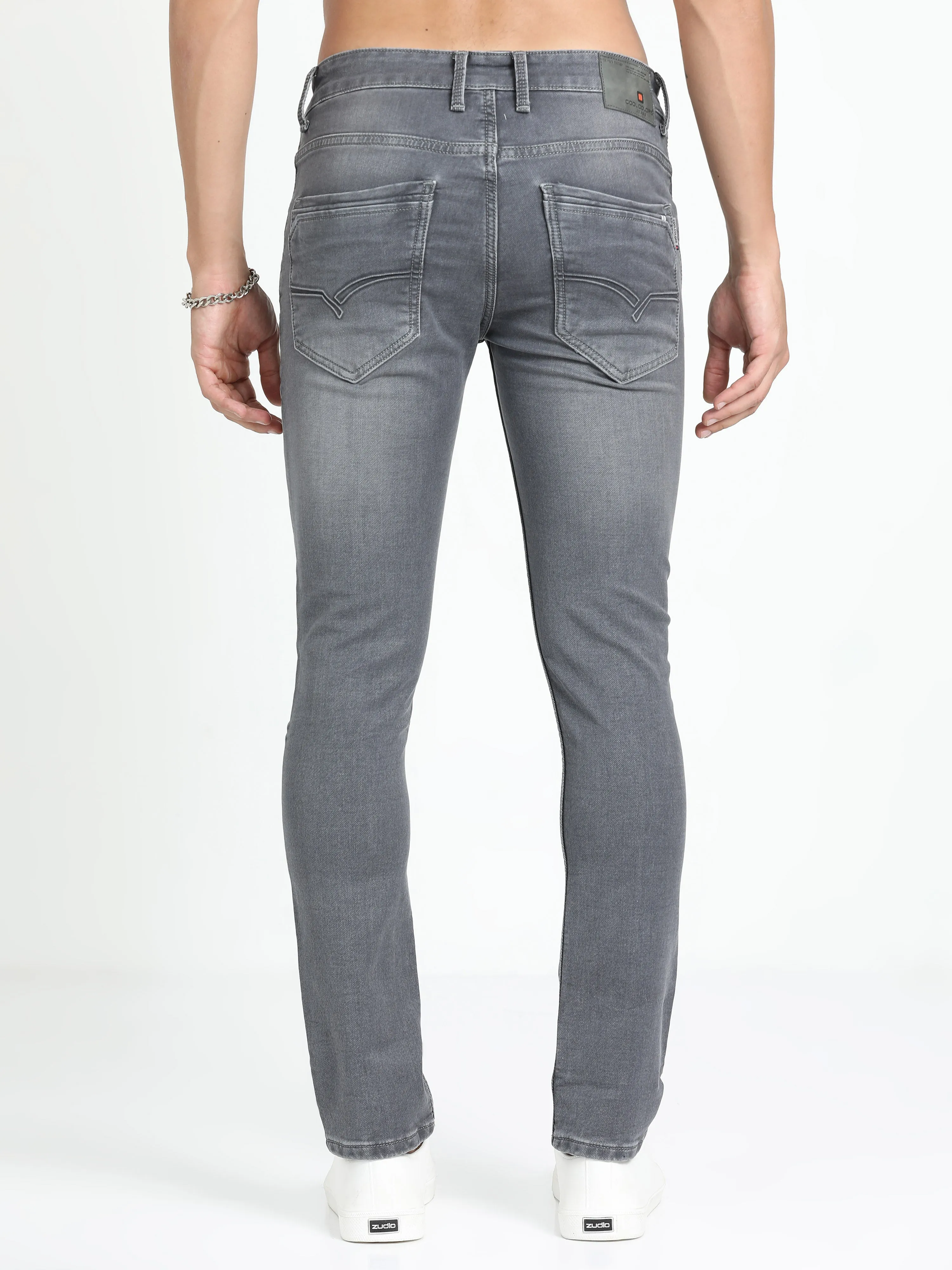 Men's Light Grey Relaxed Denim Ankle fit Jeans