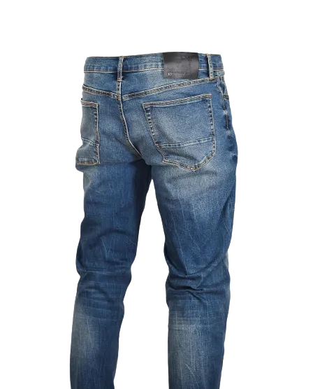 Men's Navy Blue Straight Leg Denim Jeans