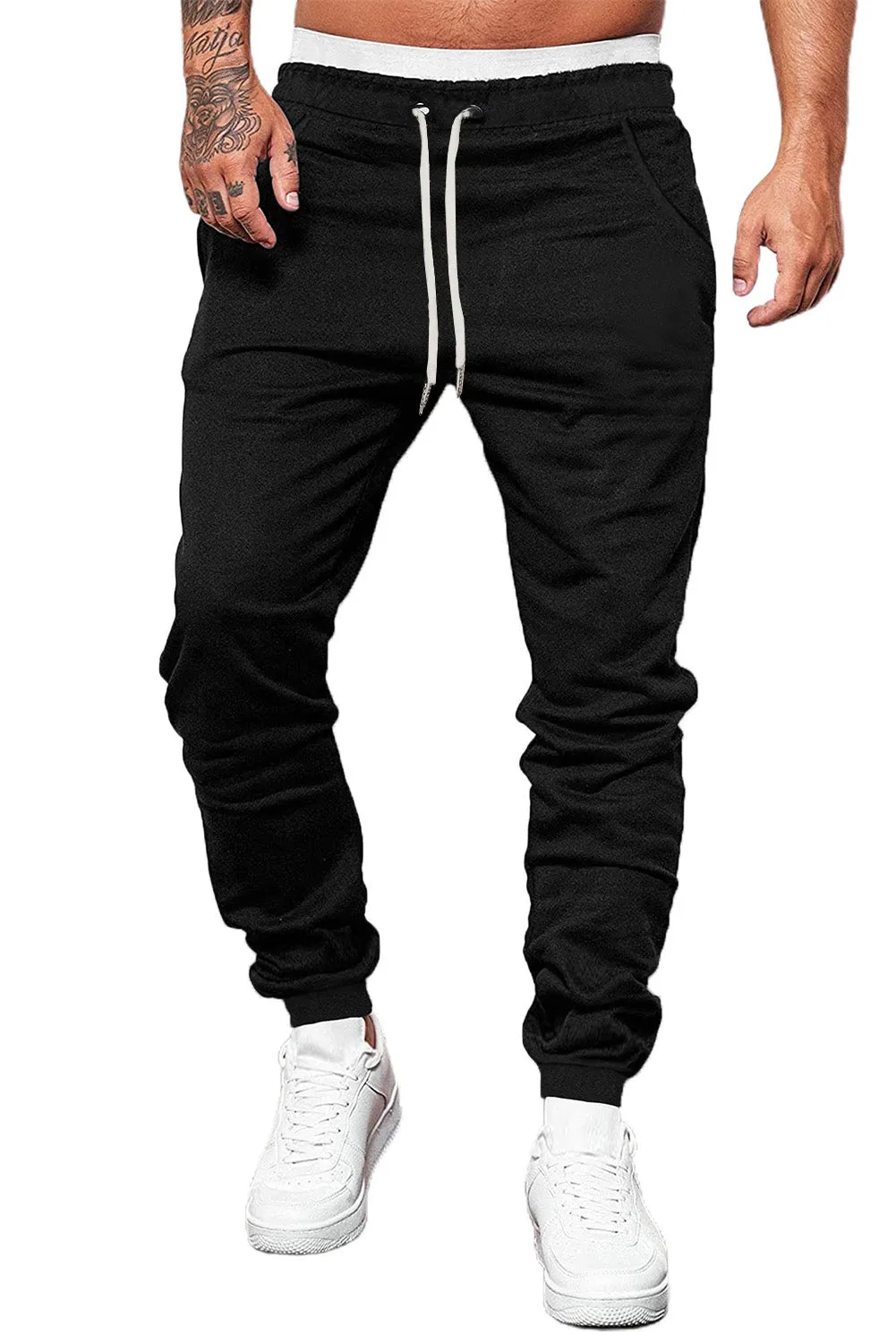 Men's Solid Color Drawstring Elastic Waist Joggers