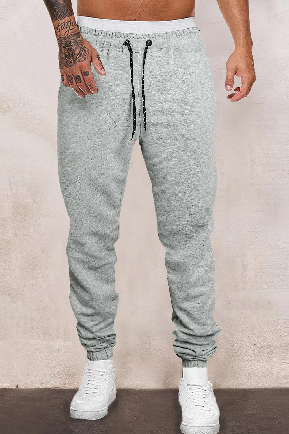 Men's Solid Color Drawstring Elastic Waist Joggers